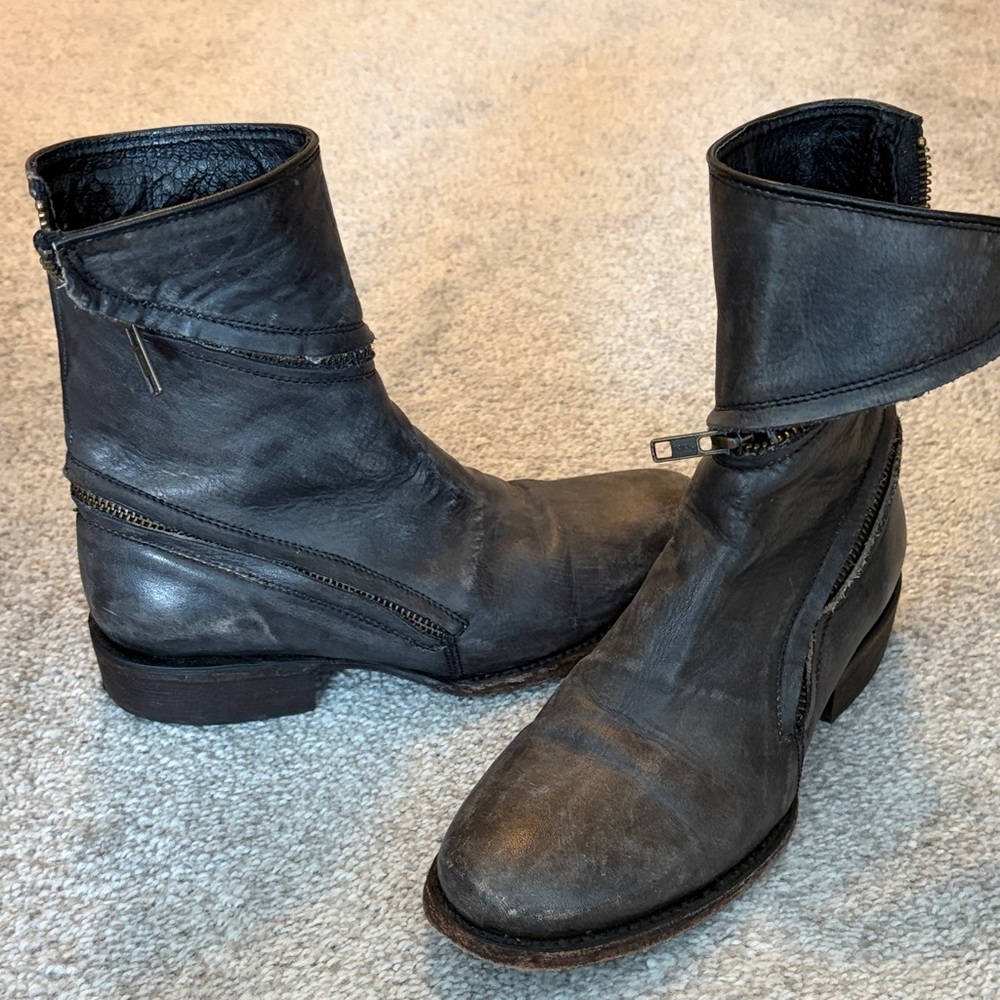 Free People Black Leather Combat Boots